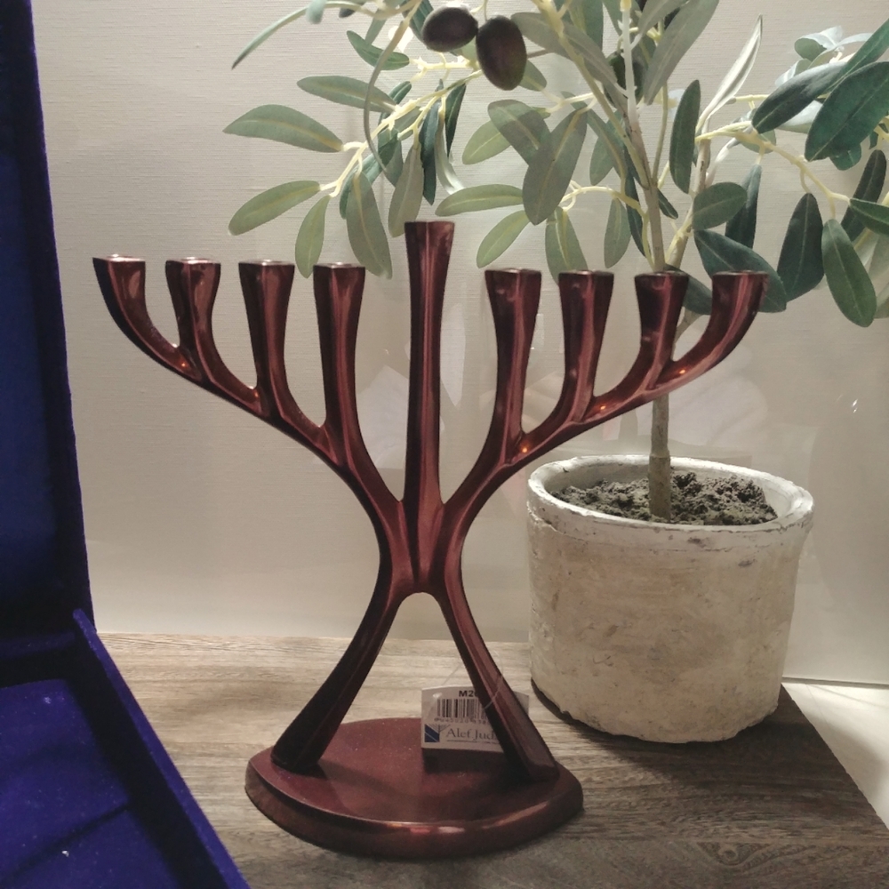 Menorah Alex Judaica Modern Copper Tone New